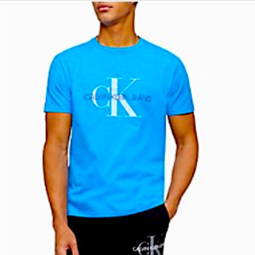 Calvin Klein Monogram Logo Crewneck T-Shirt Blue Small